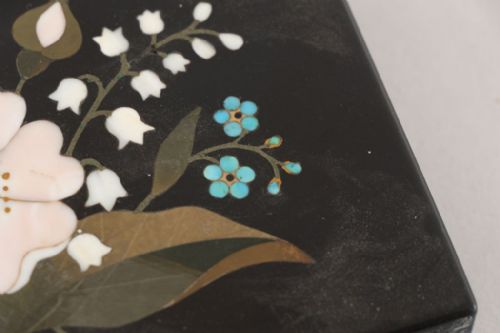 ASHFORD BLACK MARBLE PAPERWEIGHT INLAID WITH VARIOUS STONES DERBYSHIRE C1870 - ADDITIONAL PHOTO 5