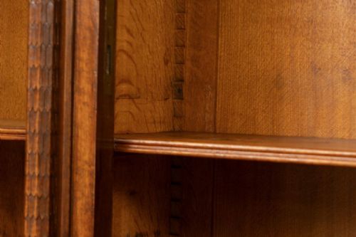 ANTIQUE GOTHIC REVIVAL WALNUT BREAKFRONT BOOKCASE NORTHERN EUROPEAN C1890 - ADDITIONAL PHOTO 13