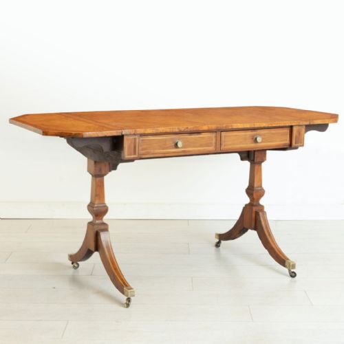 ANTIQUE FIGURED ELM YEW REGENCY SOFA TABLE C1820 - ADDITIONAL PHOTO 1