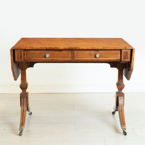 ANTIQUE FIGURED ELM YEW REGENCY SOFA TABLE C1820 - ADDITIONAL PHOTO 2