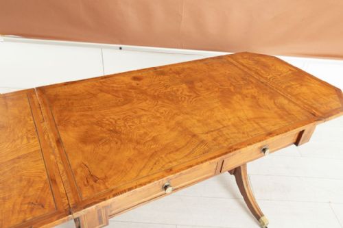 ANTIQUE FIGURED ELM YEW REGENCY SOFA TABLE C1820 - ADDITIONAL PHOTO 3