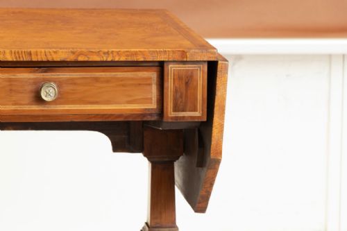 ANTIQUE FIGURED ELM YEW REGENCY SOFA TABLE C1820 - ADDITIONAL PHOTO 5
