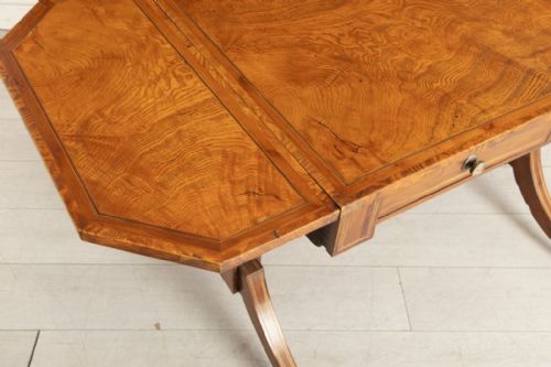ANTIQUE FIGURED ELM YEW REGENCY SOFA TABLE C1820 - ADDITIONAL PHOTO 6