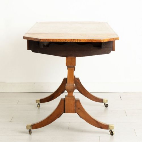 ANTIQUE FIGURED ELM YEW REGENCY SOFA TABLE C1820 - ADDITIONAL PHOTO 7