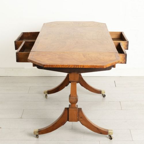 ANTIQUE FIGURED ELM YEW REGENCY SOFA TABLE C1820 - ADDITIONAL PHOTO 8