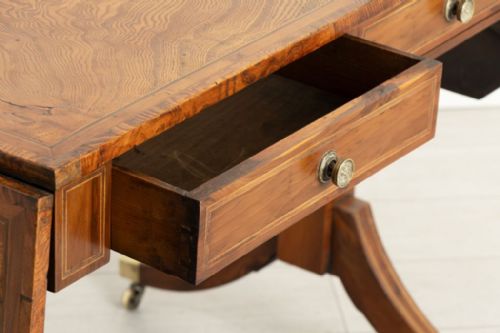 ANTIQUE FIGURED ELM YEW REGENCY SOFA TABLE C1820 - ADDITIONAL PHOTO 12