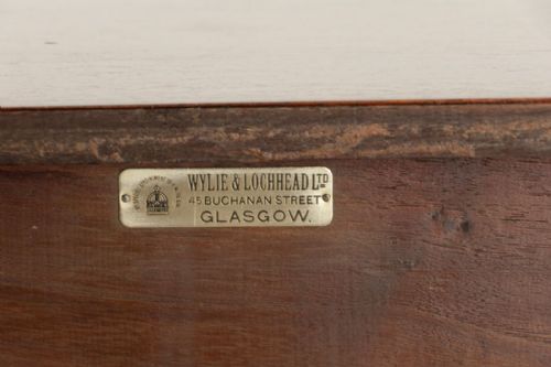 ANTIQUE MAHOGANY TRIPLE DOOR GLAZED BOOKCASE BY WYLIE LOCHHEAD OF GLASGOW C1900 - ADDITIONAL PHOTO 8