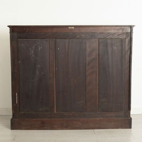 ANTIQUE MAHOGANY TRIPLE DOOR GLAZED BOOKCASE BY WYLIE LOCHHEAD OF GLASGOW C1900 - ADDITIONAL PHOTO 9