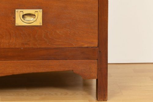 TEAK ROSEWOOD CHEST WITH BRASS MILITARY STYLE HANDLES C1900 - ADDITIONAL PHOTO 4