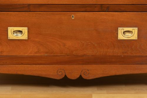 TEAK ROSEWOOD CHEST WITH BRASS MILITARY STYLE HANDLES C1900 - ADDITIONAL PHOTO 5