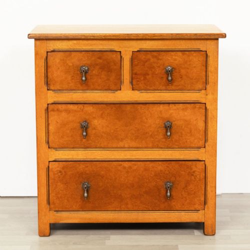 SMALL GOLDEN OAK BURR WALNUT CHEST OF DRAWERS - ADDITIONAL PHOTO 3