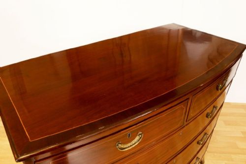 GEORGIAN MAHOGANY CHEST OF DRAWERS WITH STRING BANDING ORIGINAL HANDLES - ADDITIONAL PHOTO 1