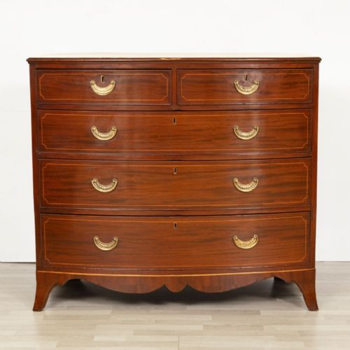 GEORGIAN MAHOGANY CHEST OF DRAWERS WITH STRING BANDING ORIGINAL HANDLES - ADDITIONAL PHOTO 2
