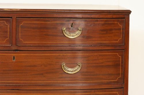 GEORGIAN MAHOGANY CHEST OF DRAWERS WITH STRING BANDING ORIGINAL HANDLES - ADDITIONAL PHOTO 3