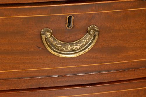 GEORGIAN MAHOGANY CHEST OF DRAWERS WITH STRING BANDING ORIGINAL HANDLES - ADDITIONAL PHOTO 6