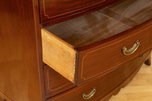 GEORGIAN MAHOGANY CHEST OF DRAWERS WITH STRING BANDING ORIGINAL HANDLES - ADDITIONAL PHOTO 8