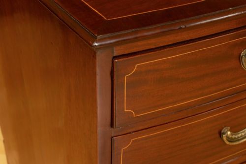 GEORGIAN MAHOGANY CHEST OF DRAWERS WITH STRING BANDING ORIGINAL HANDLES - ADDITIONAL PHOTO 9
