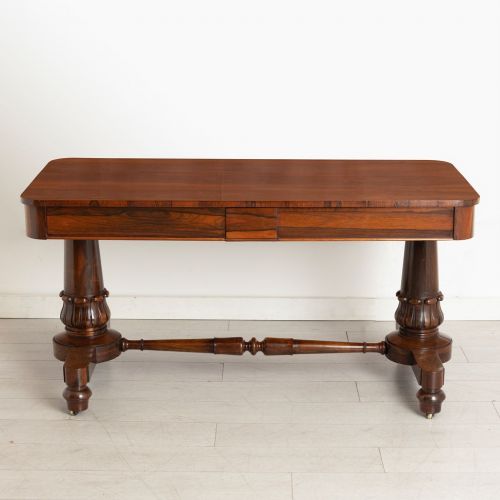 ANTIQUE WILLIAM IV OAK LINED ROSEWOOD LIBRARY TABLE C1830 - ADDITIONAL PHOTO 1