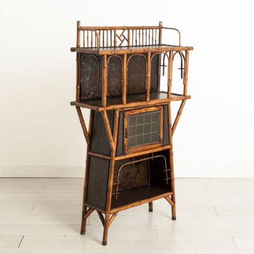ANTIQUE DISPLAY CABINET IN BAMBOO ATTRIBUTED TO LEONARD WYBURD FOR LIBERTY AND CO LONDON 1895 - ADDITIONAL PHOTO 1