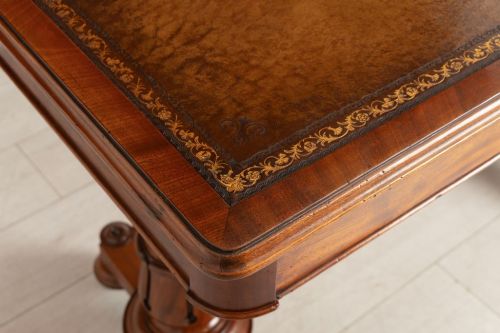 REGENCY LIBRARY TABLE IN MAHOGANY WITH TAN LEATHER TOP C1820 - ADDITIONAL PHOTO 3