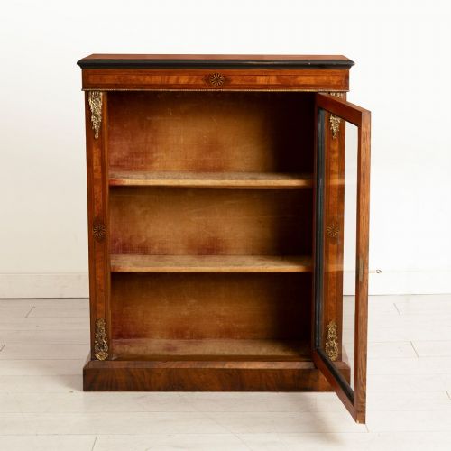 VICTORIAN PIER CABINET WITH BURR WALNUT ROSEWOOD EBONY INLAY C1870 - ADDITIONAL PHOTO 2
