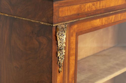 VICTORIAN PIER CABINET WITH BURR WALNUT ROSEWOOD EBONY INLAY C1870 - ADDITIONAL PHOTO 3