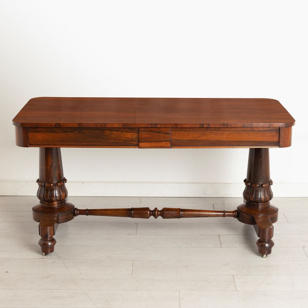 Antique William IV Oak Lined Rosewood Library Table c.1830 View II