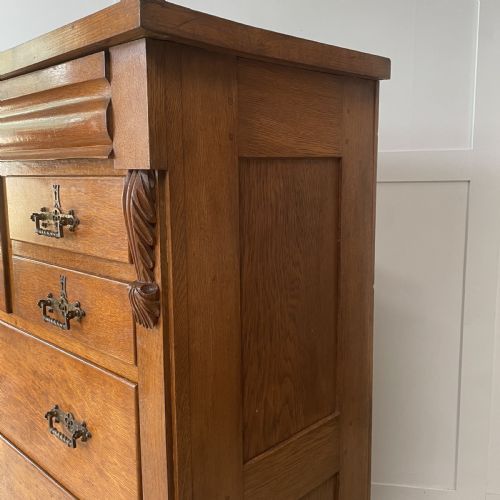 C1900 OAK CHEST OF DRAWERS - ADDITIONAL PHOTO 19