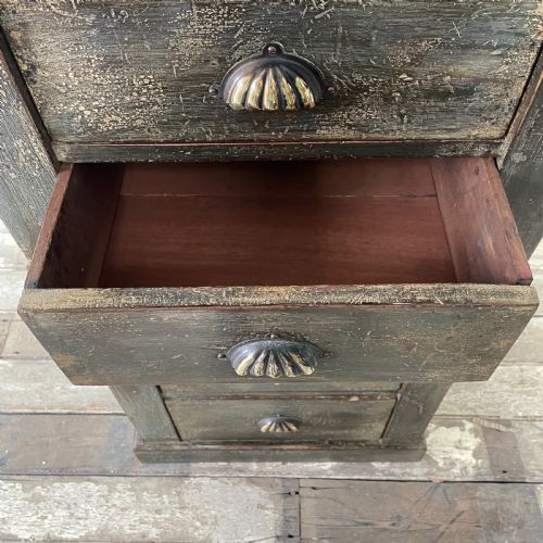 VICTORIAN PAINTED MAHOGANY BANK OF DRAWERS - ADDITIONAL PHOTO 4