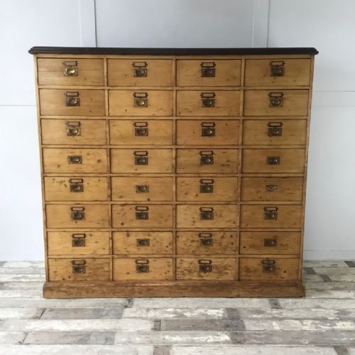 victorian pine bank of drawers - CATEGORY: ANTIQUE CABINETS - DATED 19TH CENTURY