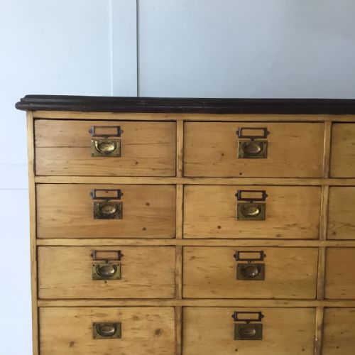 VICTORIAN PINE BANK OF DRAWERS - ADDITIONAL PHOTO 8