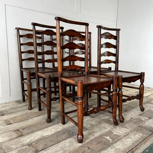 set of 6 early 19th c ash ladderback chairs - CATEGORY: ANTIQUE CHAIRS - DATED 1850