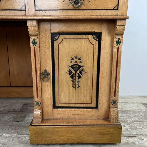AESTHETIC MOVEMENT ASH KNEEHOLE DESK - ADDITIONAL PHOTO 6