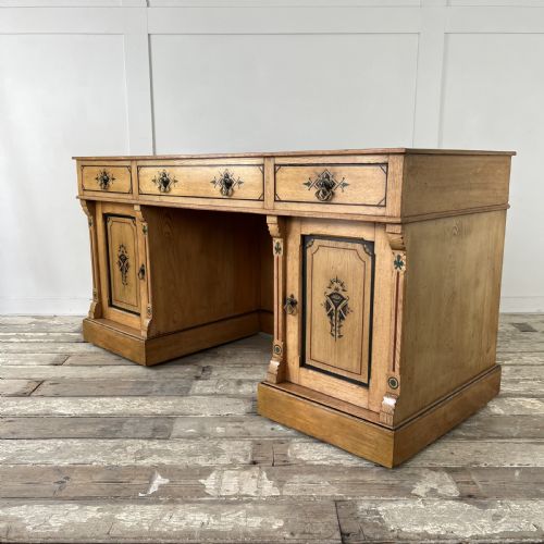 AESTHETIC MOVEMENT ASH KNEEHOLE DESK - ADDITIONAL PHOTO 11