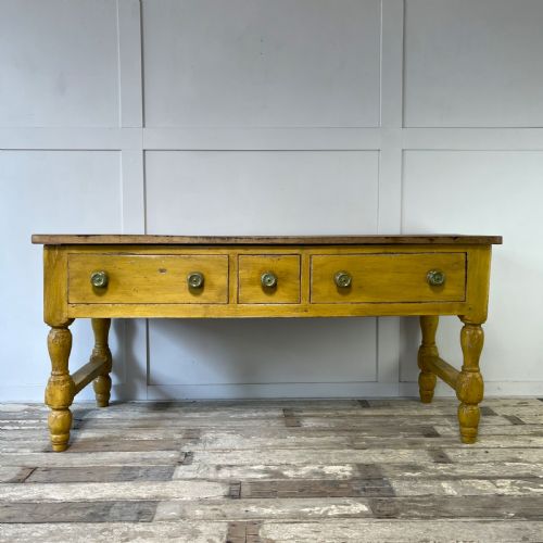 19th c painted pine kitchen prep table - CATEGORY: ANTIQUE TABLES - DATED 19TH CENTURY