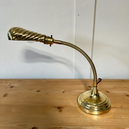 edwardian brass shell desk lamp - CATEGORY: ANTIQUE LIGHTING - DATED 1920