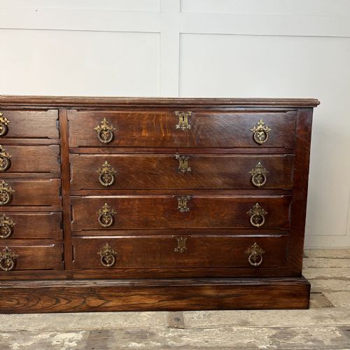 LARGE SOLID OAK BANK OF DRAWERS - ADDITIONAL PHOTO 3