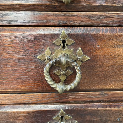LARGE SOLID OAK BANK OF DRAWERS - ADDITIONAL PHOTO 5