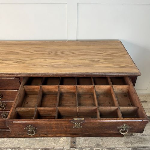 LARGE SOLID OAK BANK OF DRAWERS - ADDITIONAL PHOTO 7