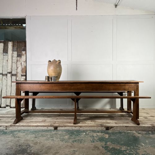 mid 19th c oak tavern table benches - CATEGORY: ANTIQUE FURNITURE - DATED 1850