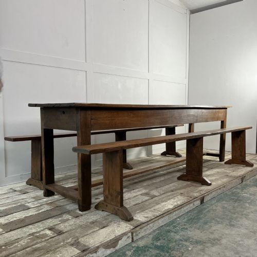 MID 19TH C OAK TAVERN TABLE BENCHES - ADDITIONAL PHOTO 1