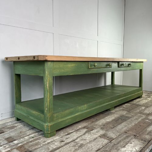 19TH C PAINTED PINE HABERDASHERY SHOP TABLE - ADDITIONAL PHOTO 1