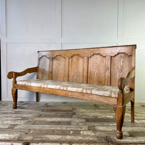 19th c bleached oak hall bench - CATEGORY: ANTIQUE FURNITURE - DATED 19TH CENTURY