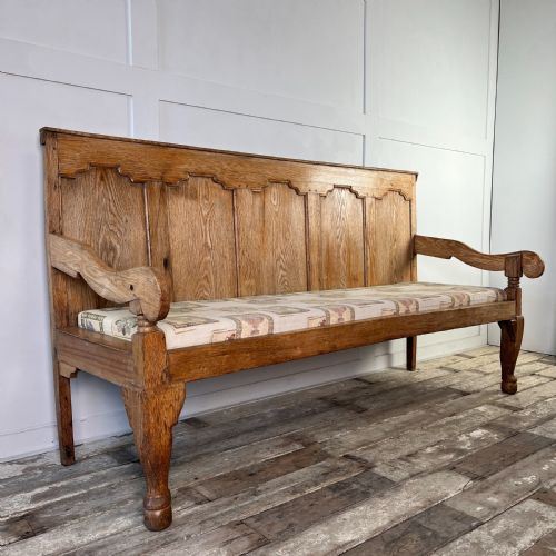 19TH C BLEACHED OAK HALL BENCH - ADDITIONAL PHOTO 2