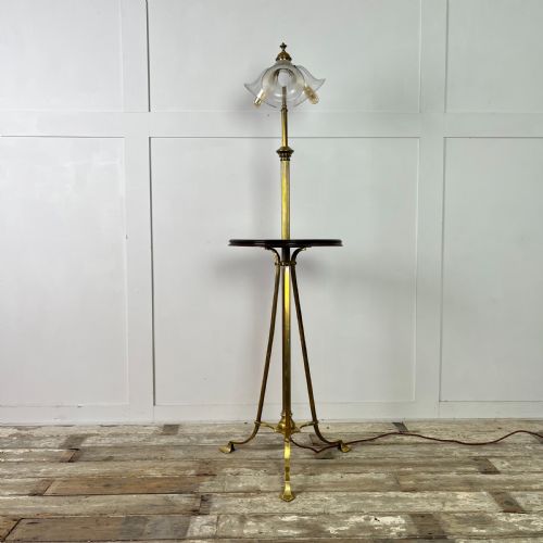 edwardian telescopic brass floor lamp - CATEGORY: ANTIQUE LIGHTING - DATED 1920