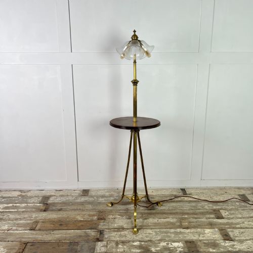 EDWARDIAN TELESCOPIC BRASS FLOOR LAMP - ADDITIONAL PHOTO 1
