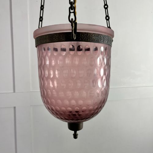 EDWARDIAN PINK GLASS PENDANT LIGHT - ADDITIONAL PHOTO 1