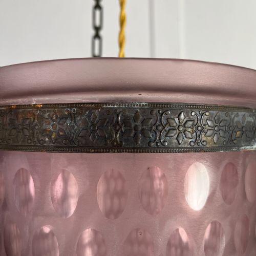 EDWARDIAN PINK GLASS PENDANT LIGHT - ADDITIONAL PHOTO 2