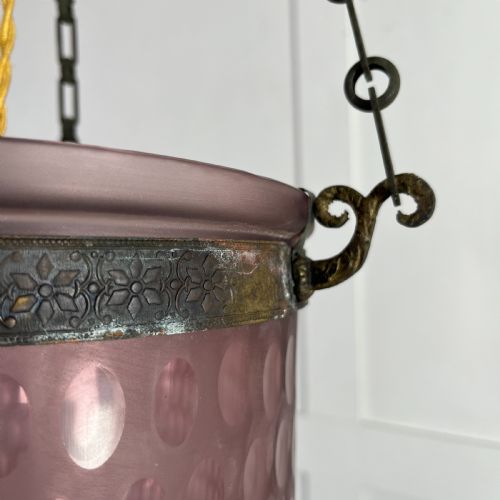 EDWARDIAN PINK GLASS PENDANT LIGHT - ADDITIONAL PHOTO 3