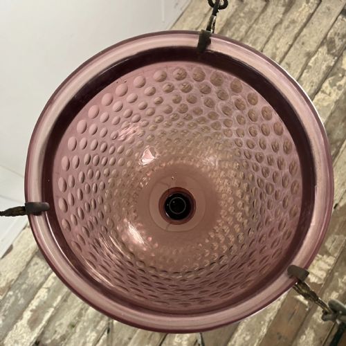 EDWARDIAN PINK GLASS PENDANT LIGHT - ADDITIONAL PHOTO 6